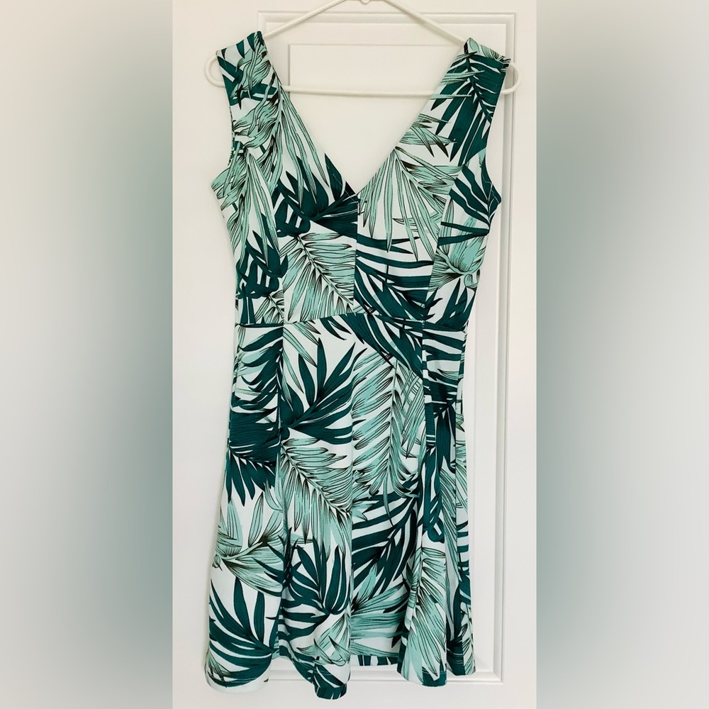 Tropical Green Leaf Print Dress